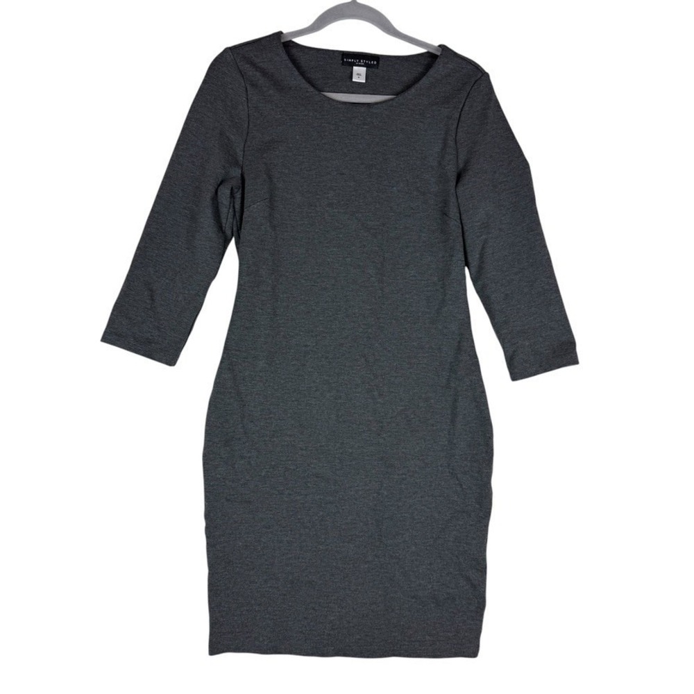 Simply Styled by Sears Sheath Dress Womens Medium Gray 3/4 Sleeve Round Neck‎
